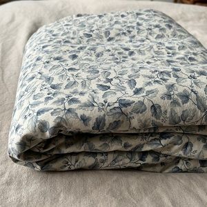Queen Duvet Cover, Bellora Blue & White Leaf Print, 100% Cotton Made in Italy